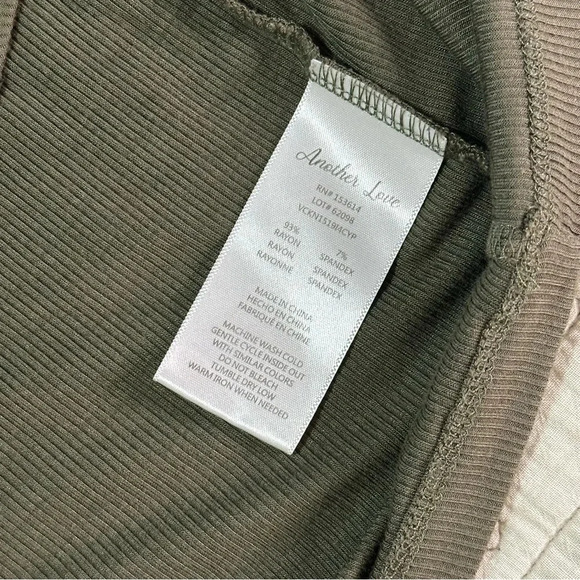 Another Love Siena Rib Shirred Top Cypress Size Large - Picture 8 of 9